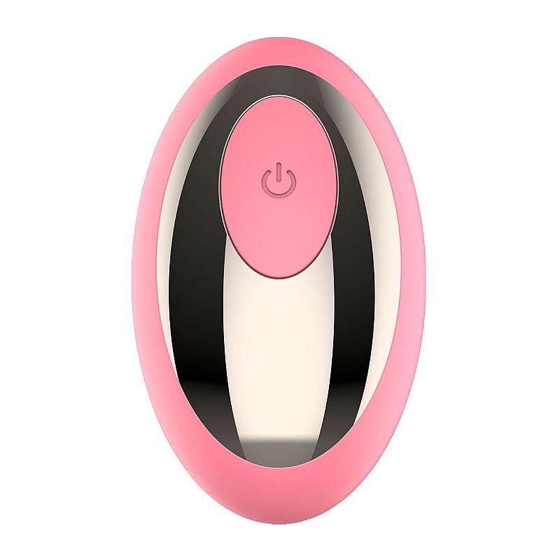 Pulsador de Clit�ris Ziza Rosa em vista frontal, mostrando o painel de controle com botao liga/desliga e detalhes em metal para um toque sofisticado.