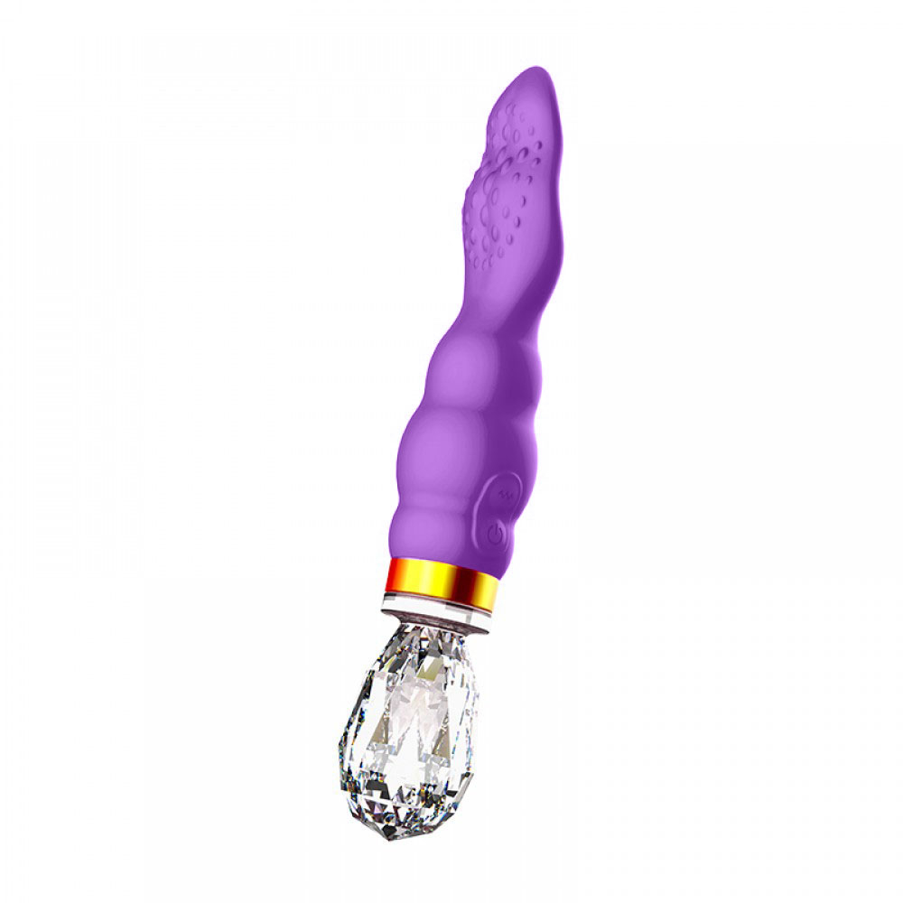 Vibrador Feminino Recarregável em Silicone com Base com 10 Vibrações e Base em Vidro Roxo | Foto 01
