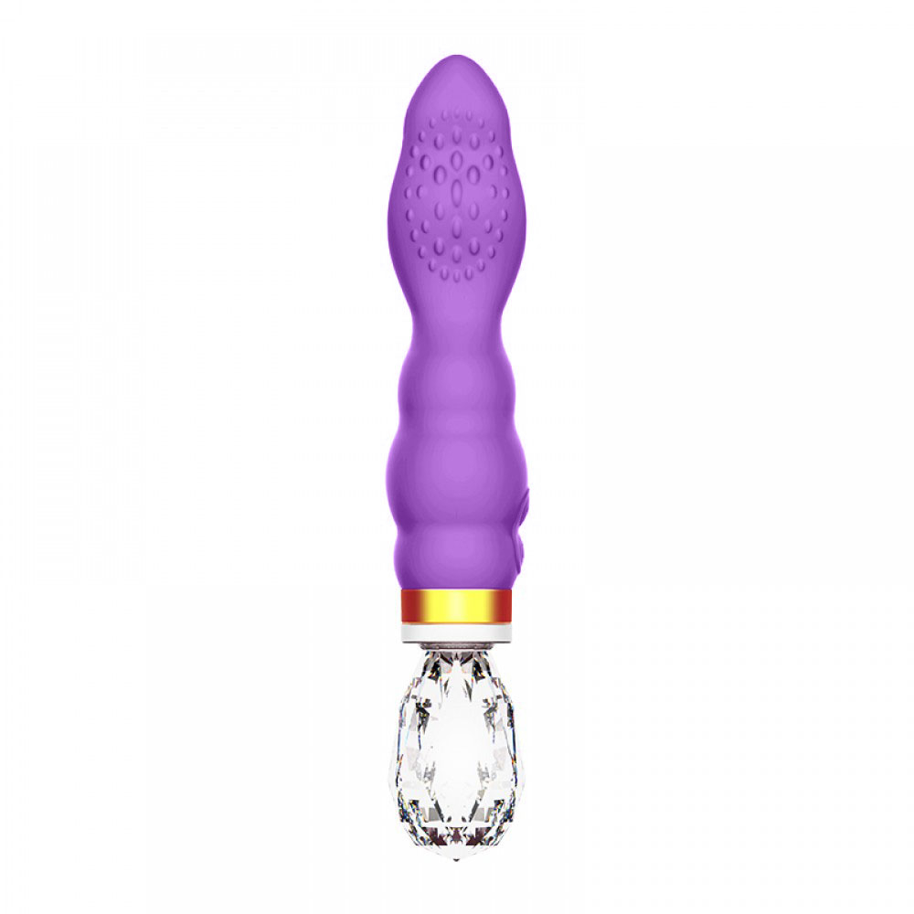 Vibrador Feminino Recarregável em Silicone com Base com 10 Vibrações e Base em Vidro Roxo | Foto 02