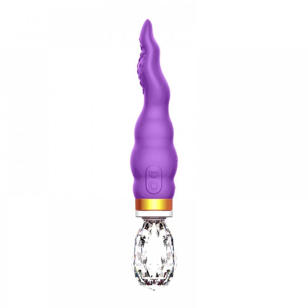 Vibrador Feminino Recarregável em Silicone com Base com 10 Vibrações e Base em Vidro Roxo | Foto 03
