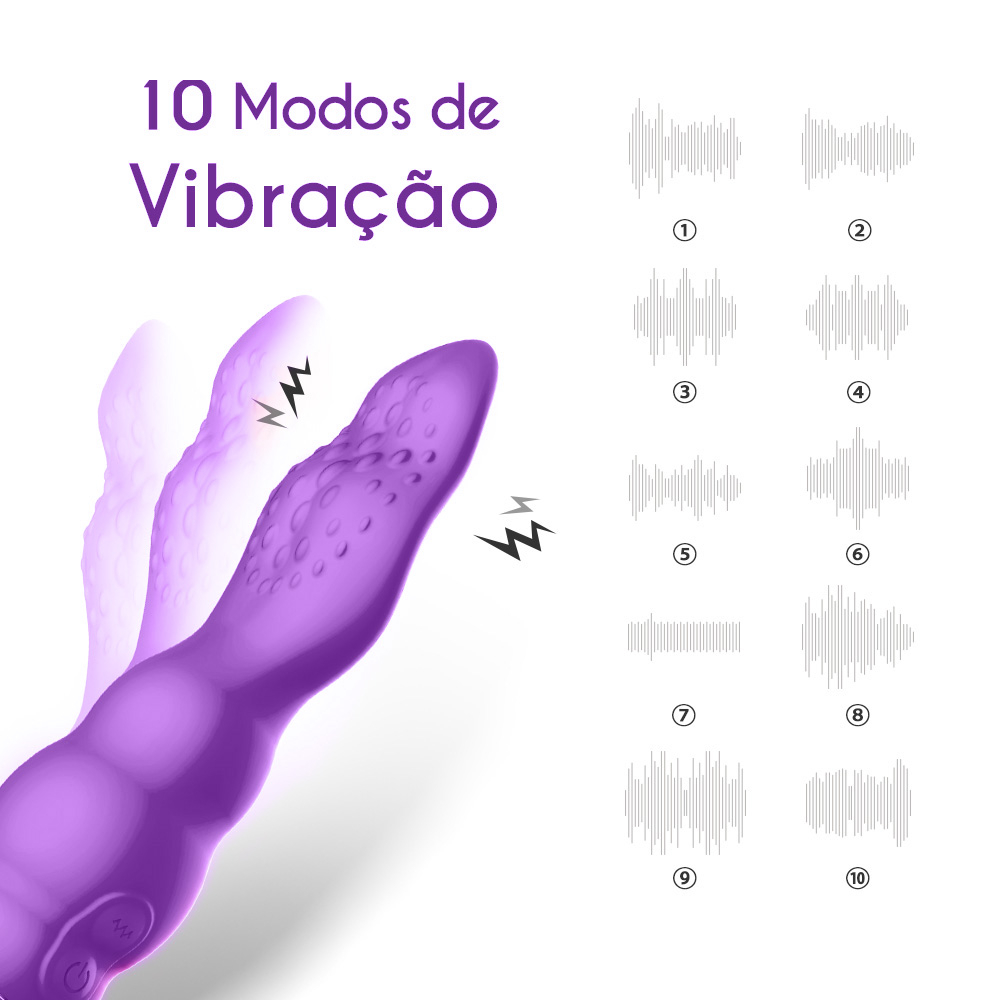 Vibrador Feminino Recarregável em Silicone com Base com 10 Vibrações e Base em Vidro Roxo | Foto 04