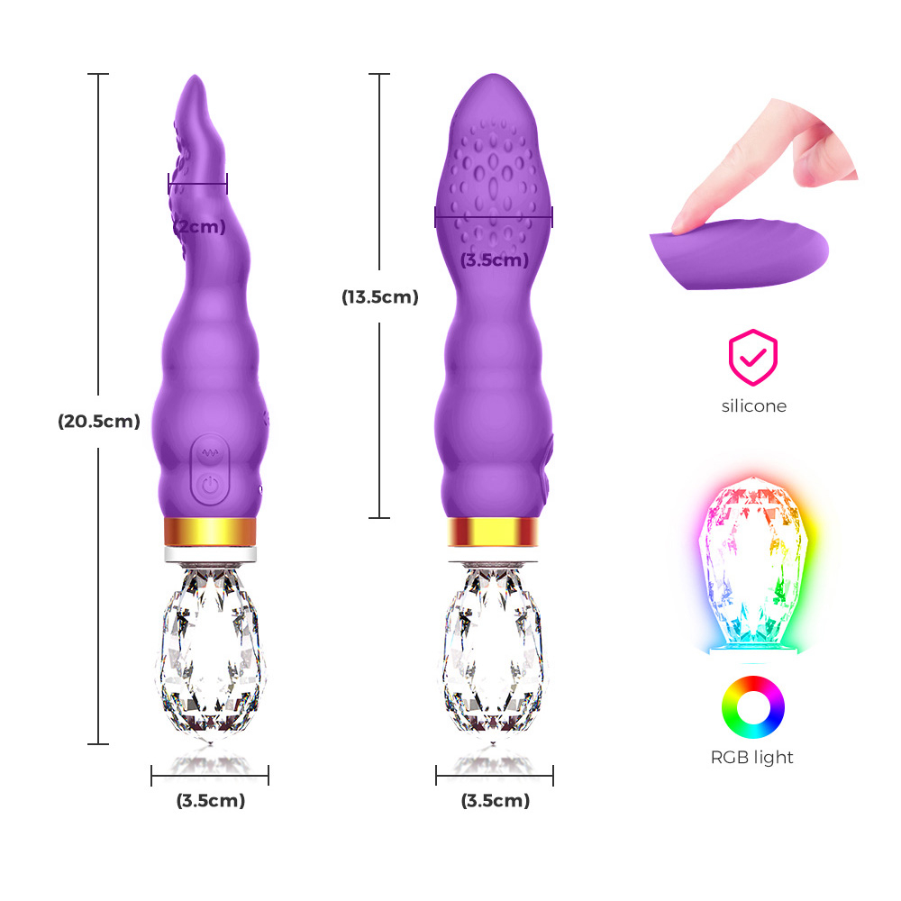 Vibrador Feminino Recarregável em Silicone com Base com 10 Vibrações e Base em Vidro Roxo | Foto 06