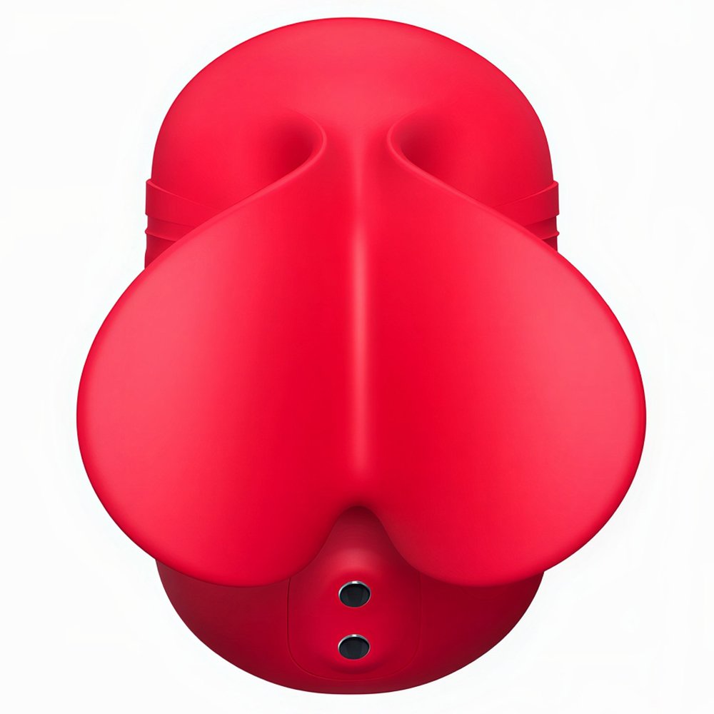 Sugador Clitoriano Recarregavel Vermelho - Vista traseira do aparelho, mostrando o encaixe para o dedo (dedeira)