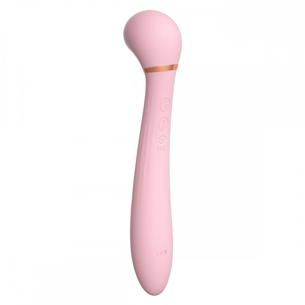 Estimulador de Clit�ris em Silicone com 10 Vibra��es e 10 Pulsa��es Recarreg�vel Rosa Lilo, vista traseira mostrando os bot�es de controle e entrada USB.