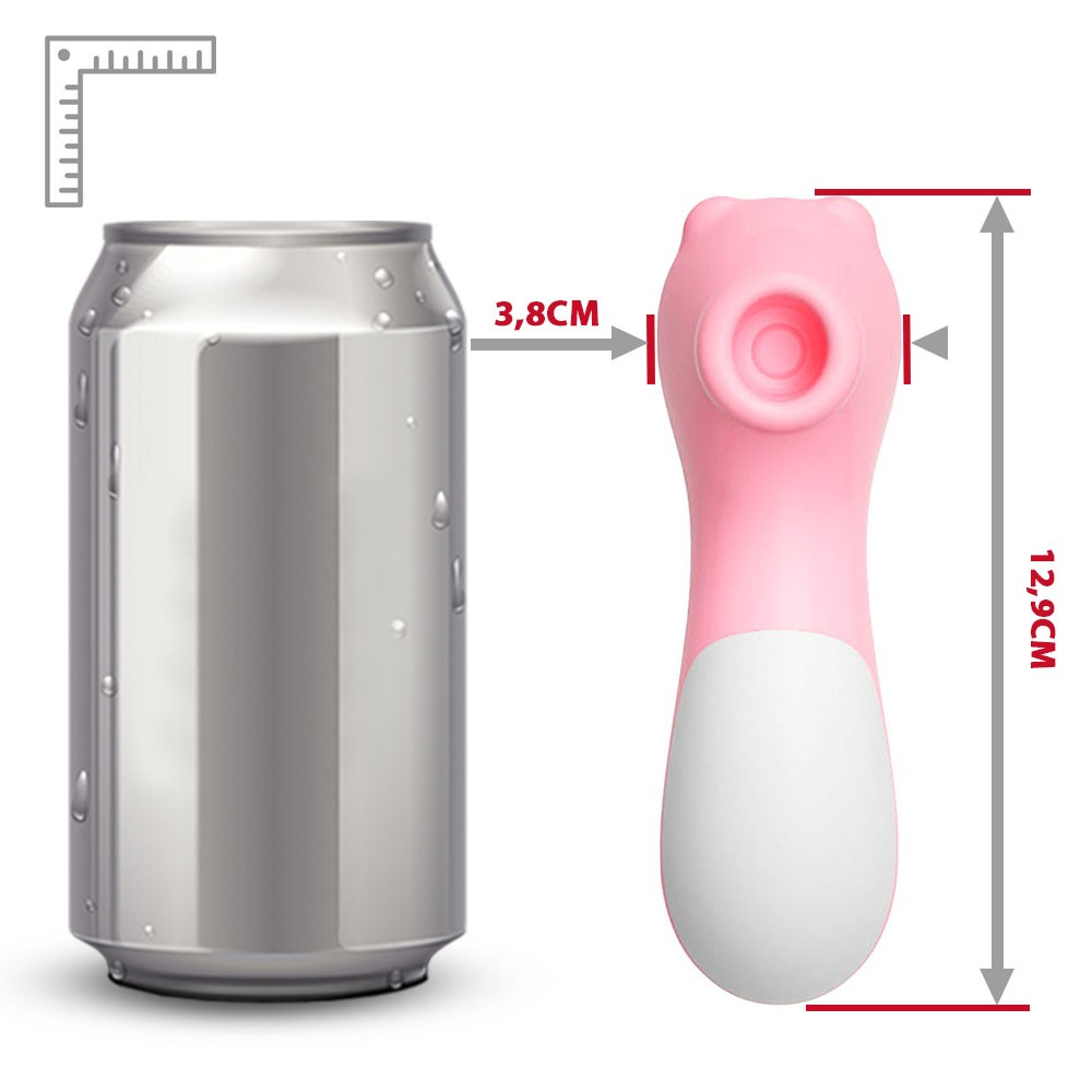 Vibrador para Clit�ris Urso Lulu Rosa | Close na boca de suc��o e acabamento
