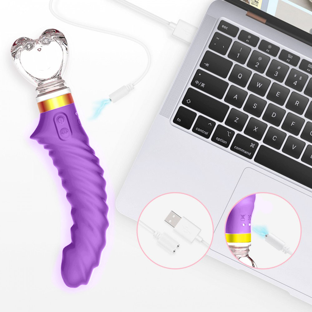 Vibrador Ponto G Recarregável em Silicone com Base com 10 Vibrações e Base em Vidro Rosa | Foto 05