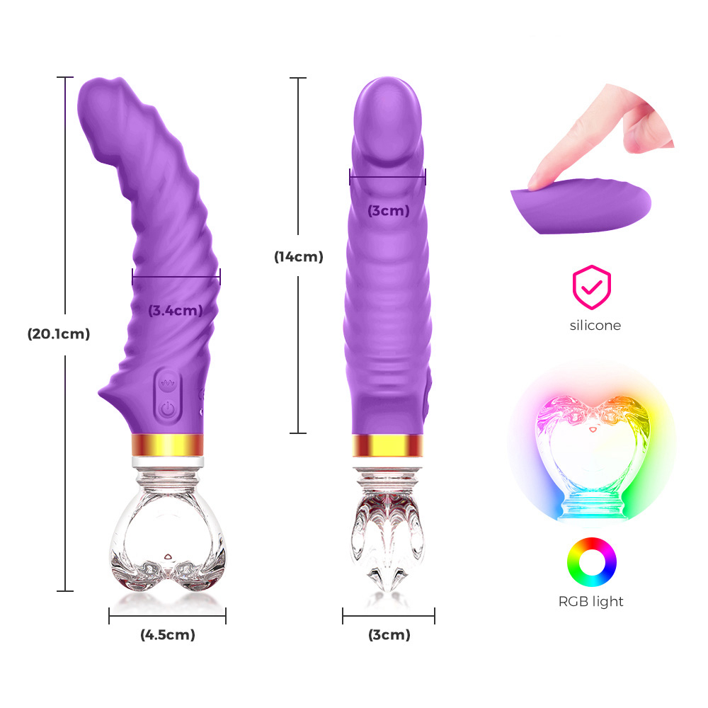 Vibrador Ponto G Recarregável em Silicone com Base com 10 Vibrações e Base em Vidro Rosa | Foto 06
