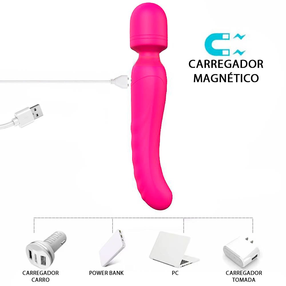 Detalhe do massageador Iris Pink destacando a superf�cie de silicone e controles na cor rosa