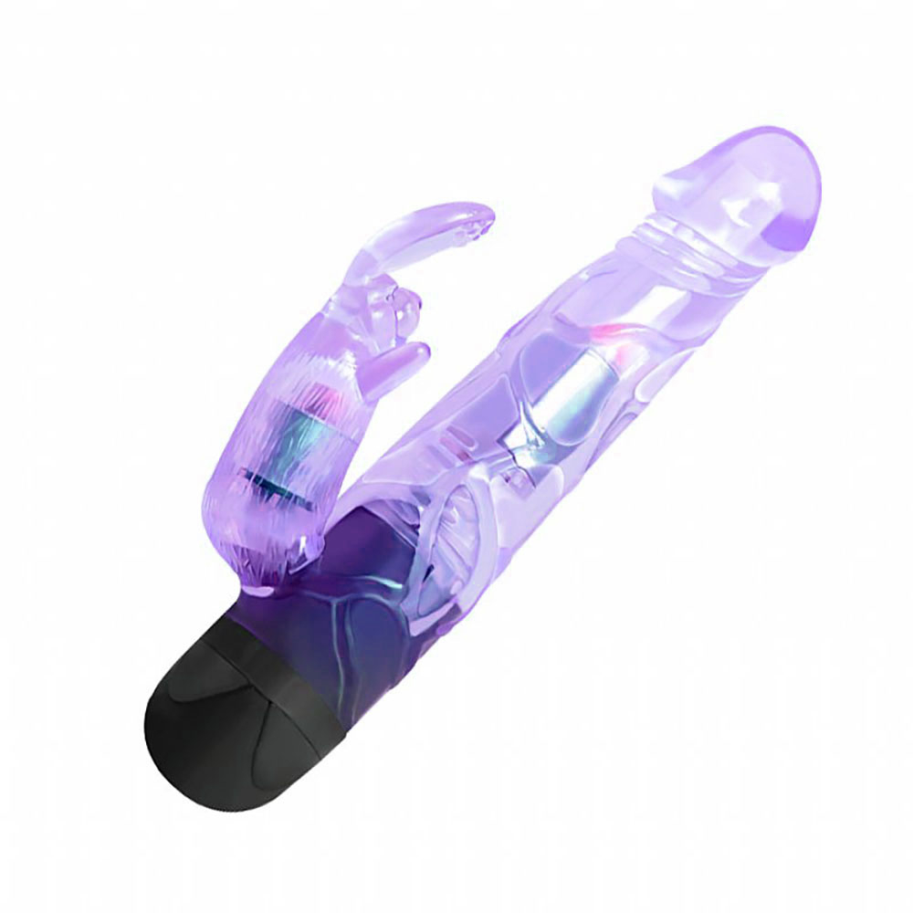 Vibrador Rabbit Lover lil�s com estimulador tipo coelho em vista frontal