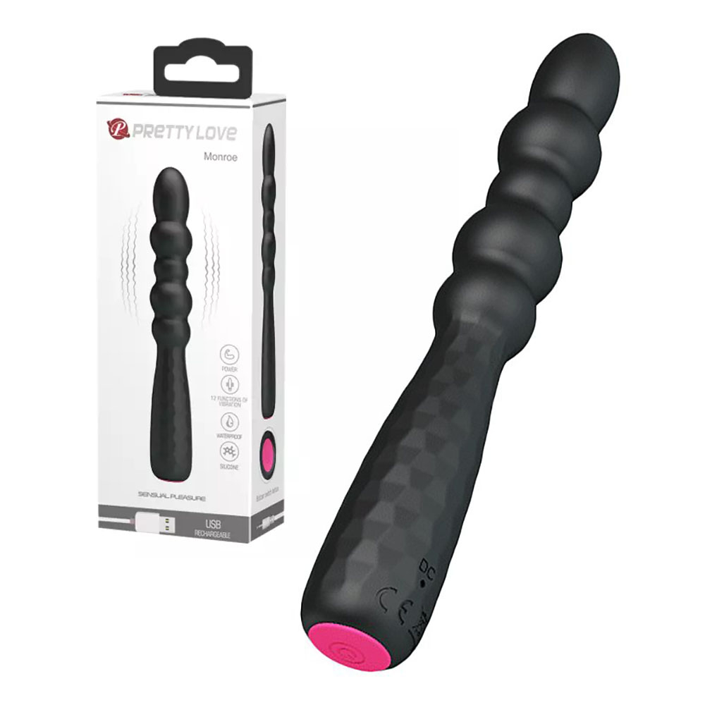 Plug Anal em Silicone Recarregável com 12 Vibrações Monroe Preto | Foto 01