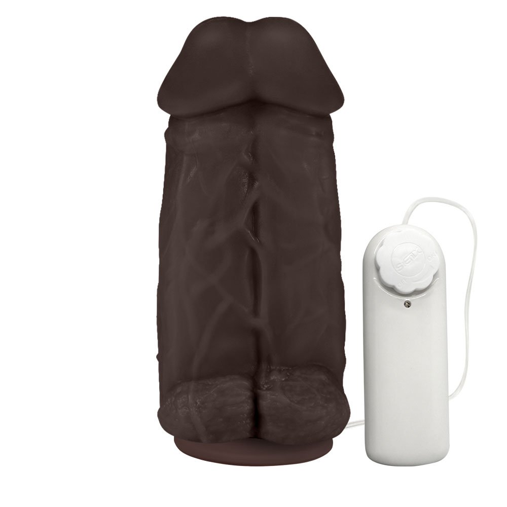 Pênis Realístico Flexível Duplo Super Amigos com Vibrador e Ventosa 18 x 7,5cm Marrom | Foto 01