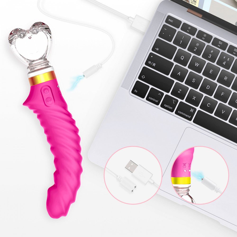 Vibrador Ponto G Recarreg�vel em Silicone com Base com 10 Vibra��es e Base em Vidro Roxo | Foto 05