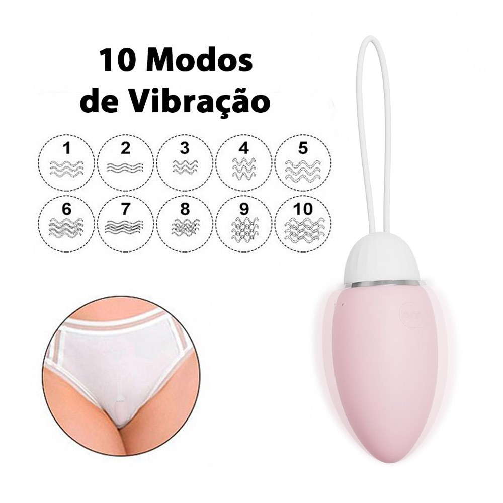 Vibrador Bullet Recarreg�vel em Silicone Rosa, mostrando os 10 modos de vibra��o ilustrados.