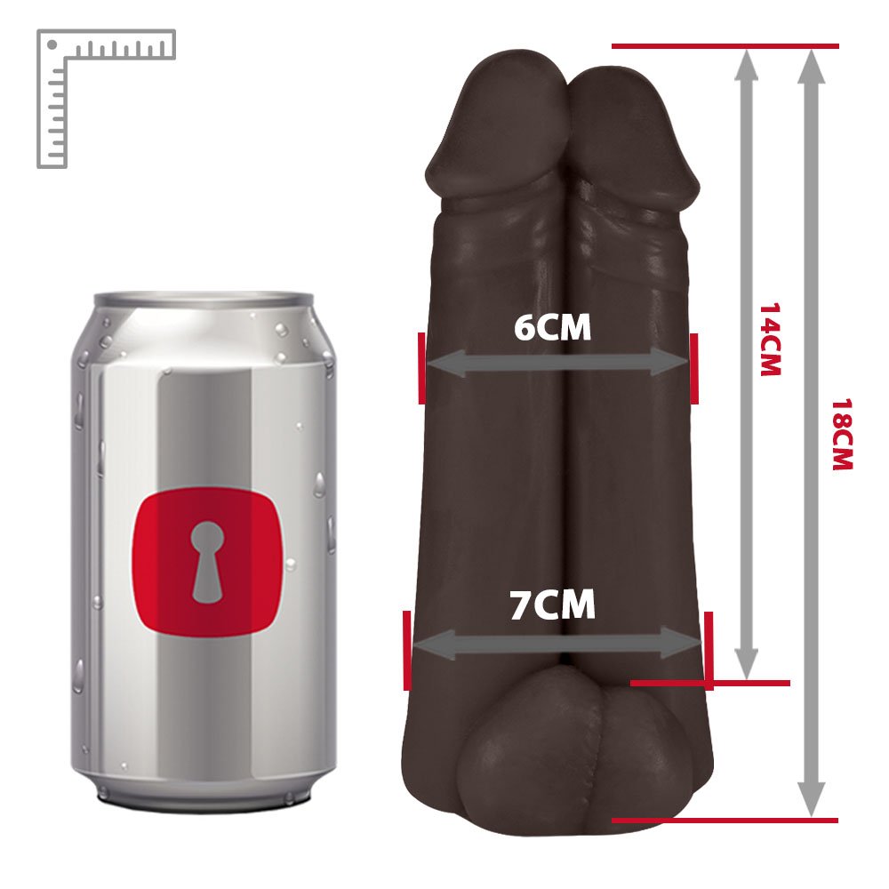 Pênis Realístico Flexível Duplo Amigos com Vibrador e Ventosa 18 x 6cm Marrom | Foto 06