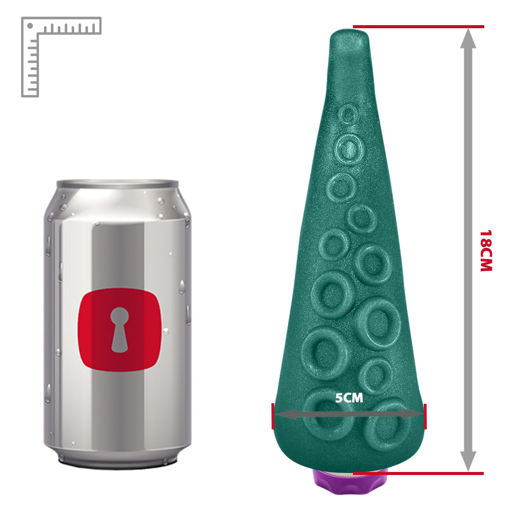 Dildo em PVC Flexível em Formato de Tentáculos com Vibrador 18 x 5cm Verde Cintilante | Foto 06