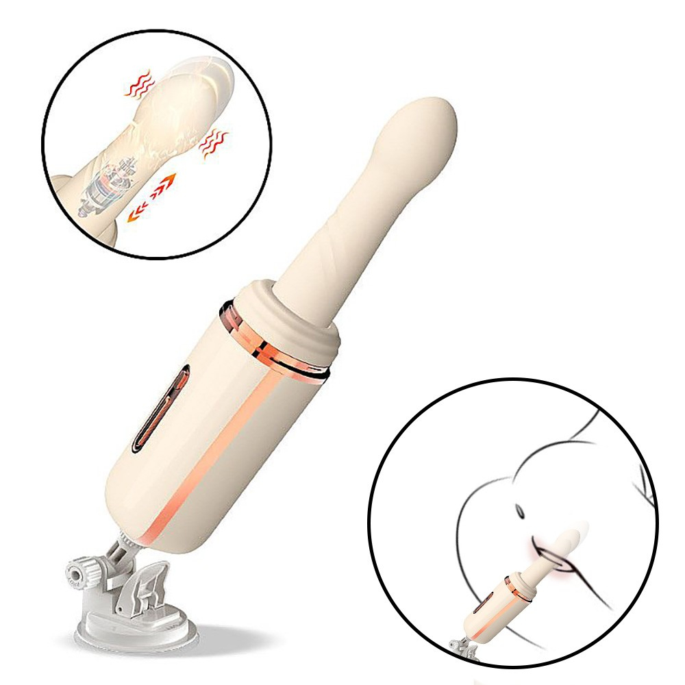Máquina de Sexo Recarregável em Silicone com 7 Vibrações, Vai e Vem, Aquecimento e Ventosa Branco | Foto 01