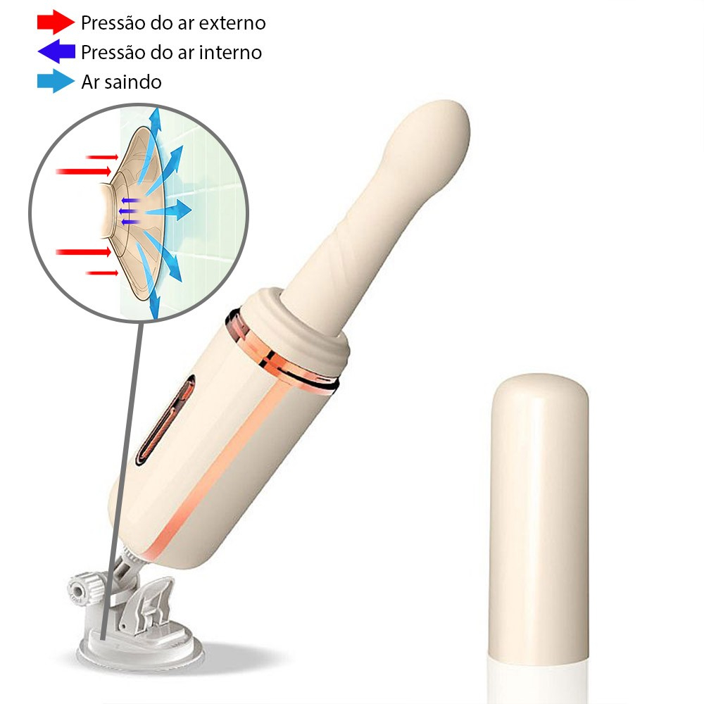 Máquina de Sexo Recarregável em Silicone com 7 Vibrações, Vai e Vem, Aquecimento e Ventosa Branco | Foto 04