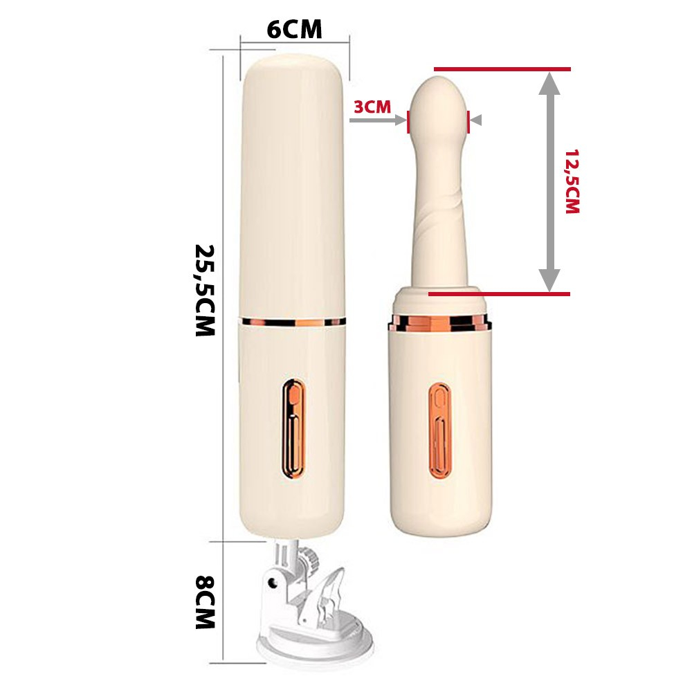 Máquina de Sexo Recarregável em Silicone com 7 Vibrações, Vai e Vem, Aquecimento e Ventosa Branco | Foto 06