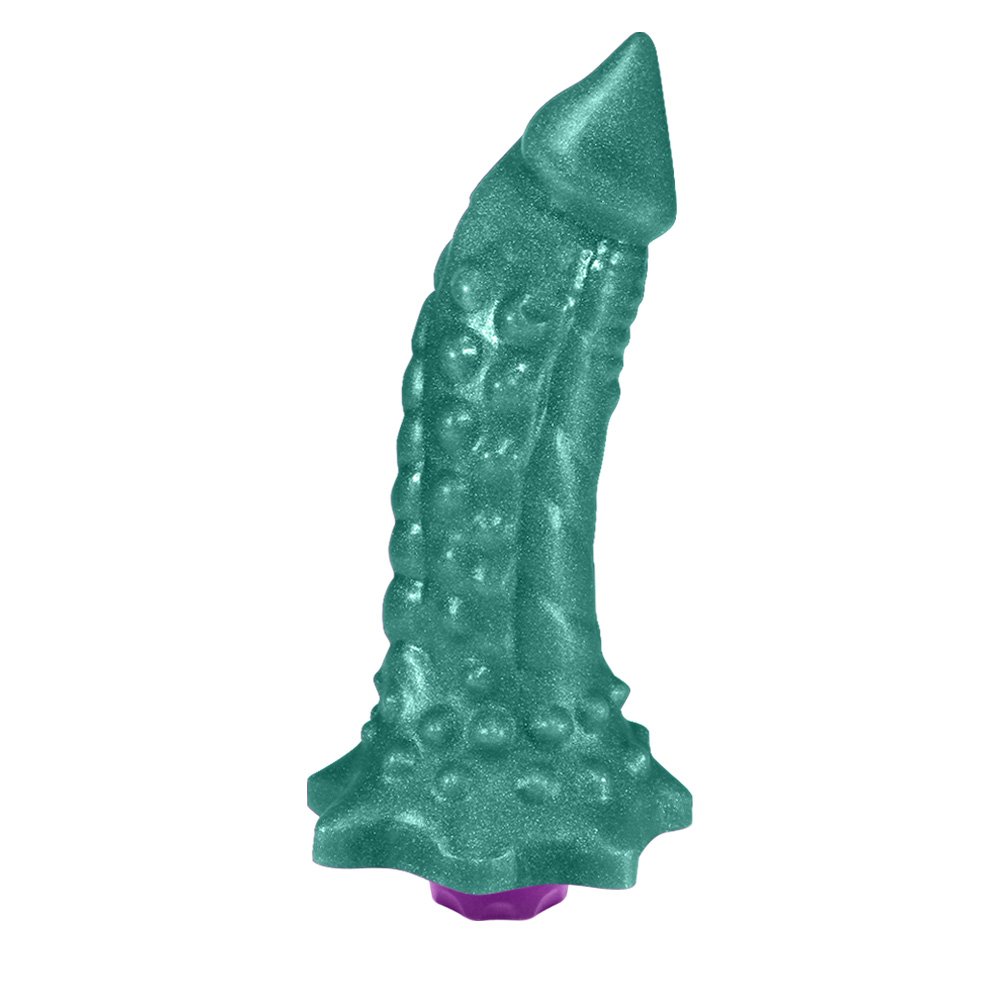 Pênis Flexível com Massageador Reptile com Vibrador 18 x 4,5cm Verde Cintilante | Foto 01