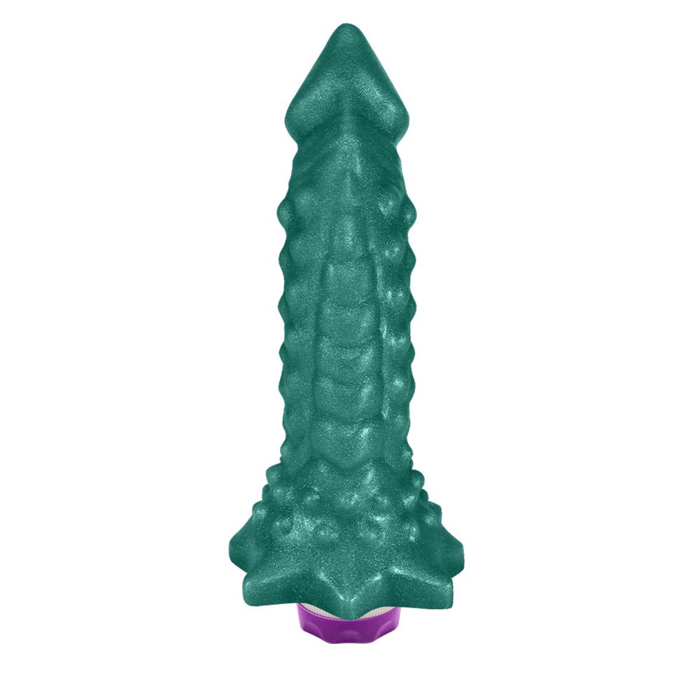 Pênis Flexível com Massageador Reptile com Vibrador 18 x 4,5cm Verde Cintilante | Foto 03