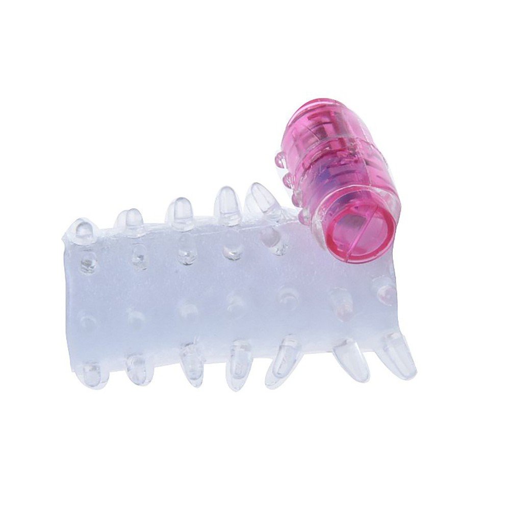 Capa Peniana com Vibrador em Jelly Vazada com Sali�ncias Lil�s - imagem de close up nas sali�ncias da capa.