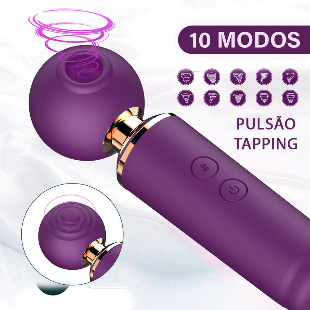 Vibrador Feminino Recarregavel em Silicone 3 em 1 - Roxo - Angulo mostrando o modo vai e vem