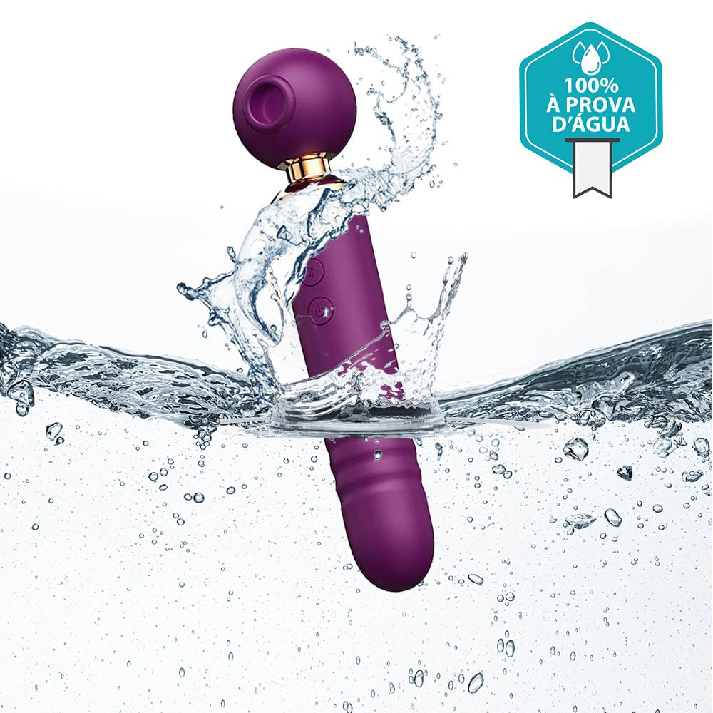 Vibrador Feminino Recarregavel em Silicone 3 em 1 - Roxo - Detalhe da cabeca para tapping