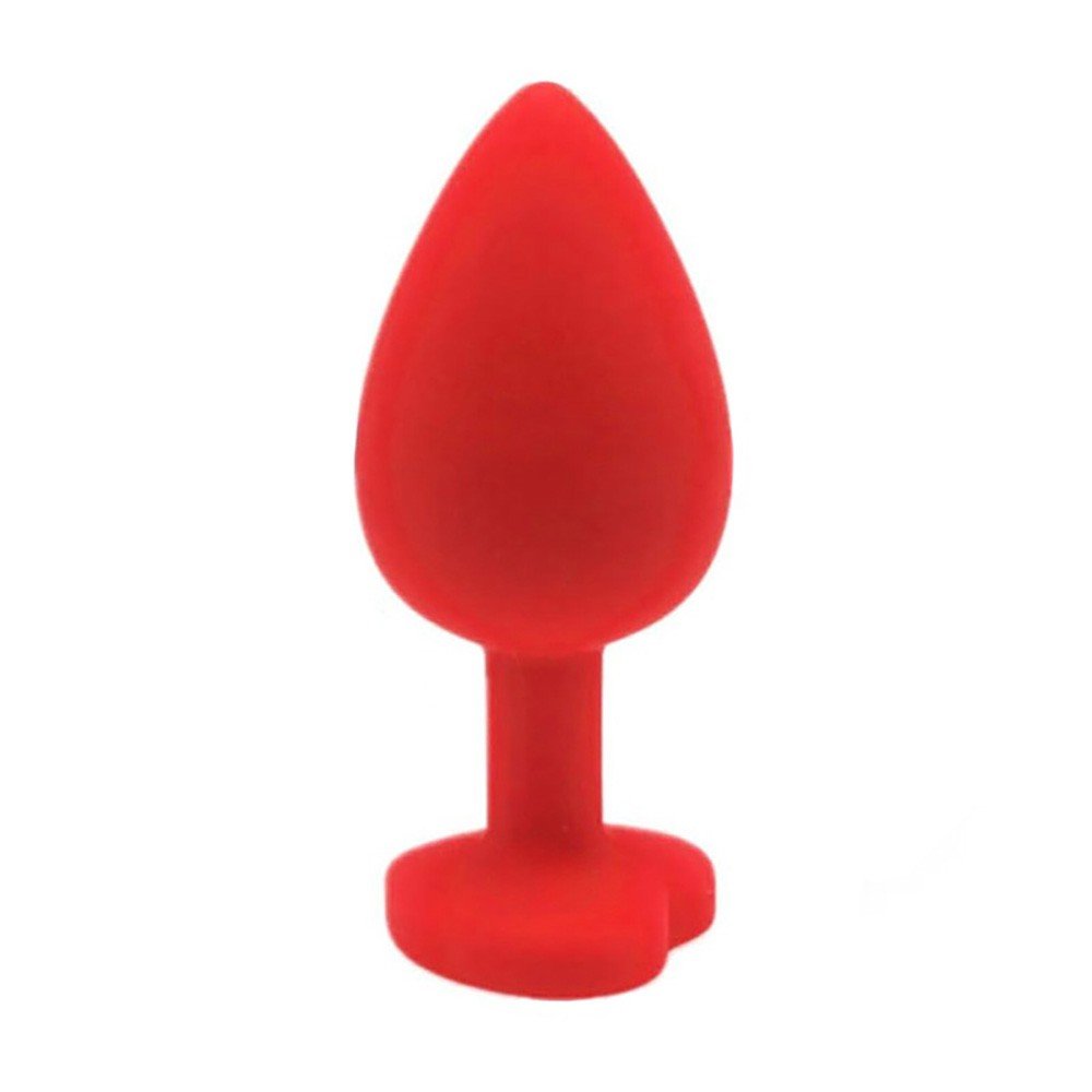 Plug Anal Joia em Silicone (Toque Aveludado) Tamanho M Base Cora��o Jonny Vermelho | Foto 04