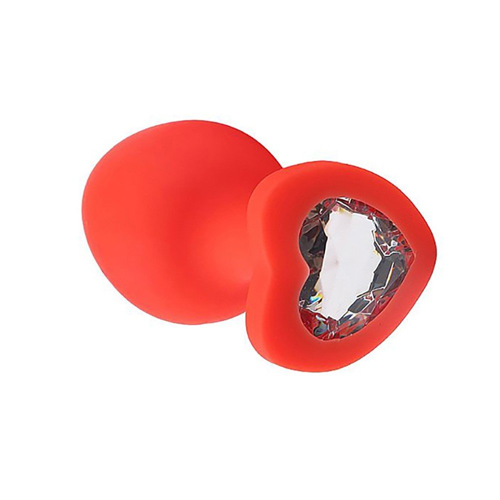 Plug Anal Joia em Silicone (Toque Aveludado) Tamanho M Base Cora��o Jonny Vermelho | Foto 05