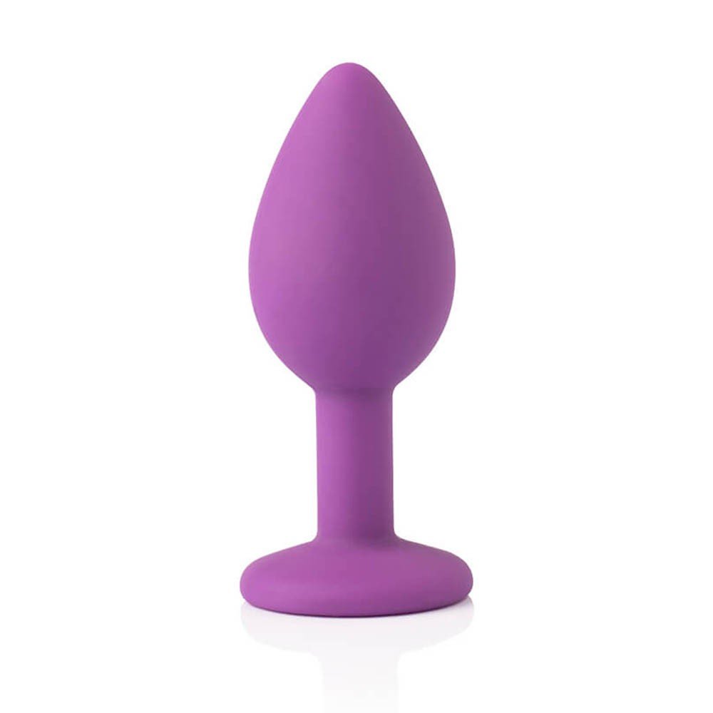 Plug Anal Joia em Silicone (Toque Aveludado) Tamanho P Base Redonda Jonny Roxo | Foto 03