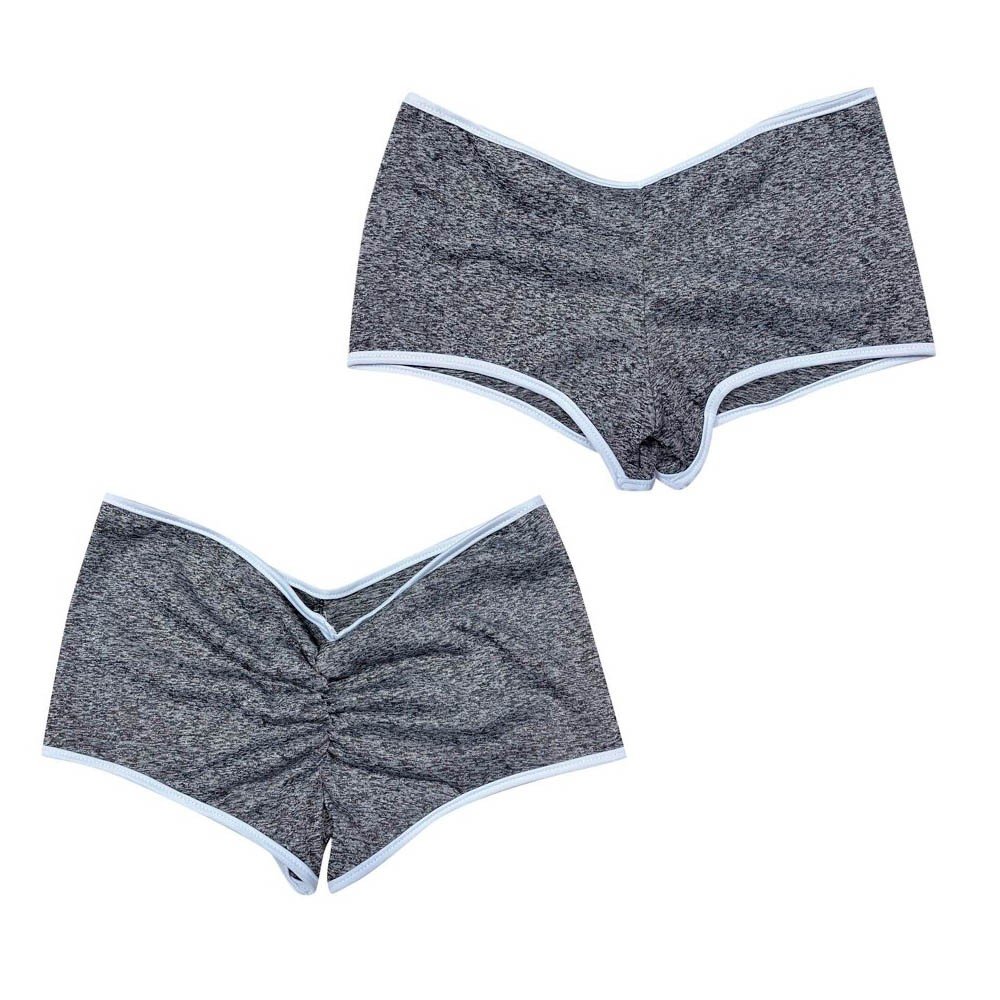 Shorts Sensual Levanta Bumbum em Poli�ster Cinza - Detalhe da Modelagem