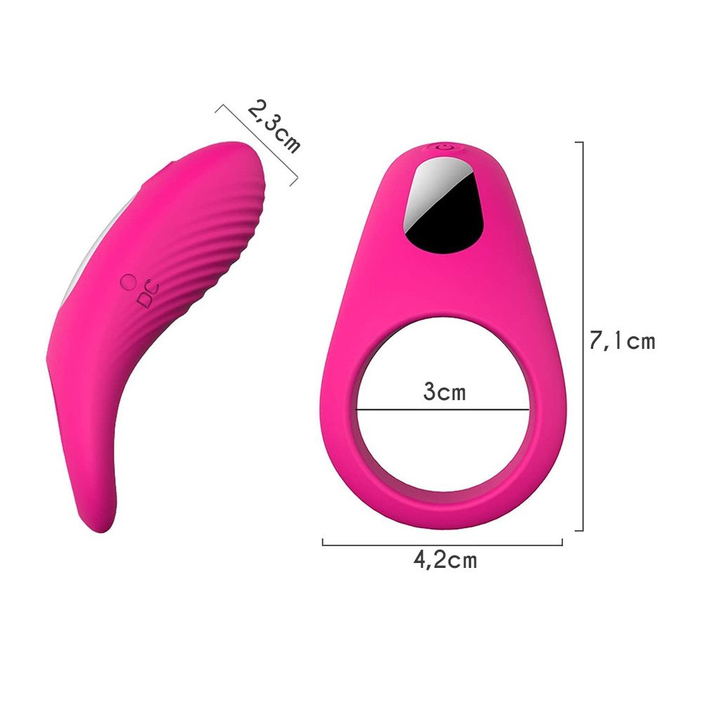 Anel Peniano em Silicone com Vibrador Recarreg�vel 9 Vibra��es Himan Pink | Foto 05
