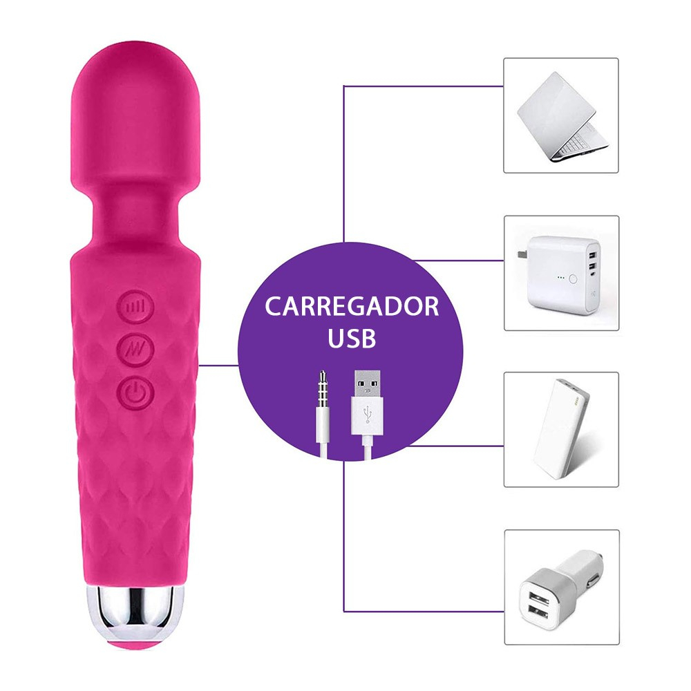 Capa da entrada USB do Massageador Er�tico Varinha M�gica Jenny Pink, indicando a resist�ncia � �gua.