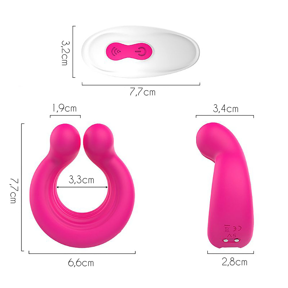 Anel Peniano com Vibro em Silicone Recarreg�vel com Controle sem Fio London Eye RCT Pink | Foto 06