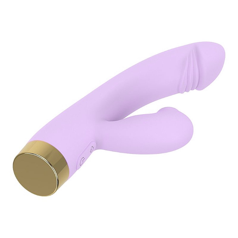Pulsador de Clit�ris e Vibrador Ponto G Scaleid em Silicone Aveludado Rosa - Outro �ngulo do vibrador exibindo os bot�es de controle.