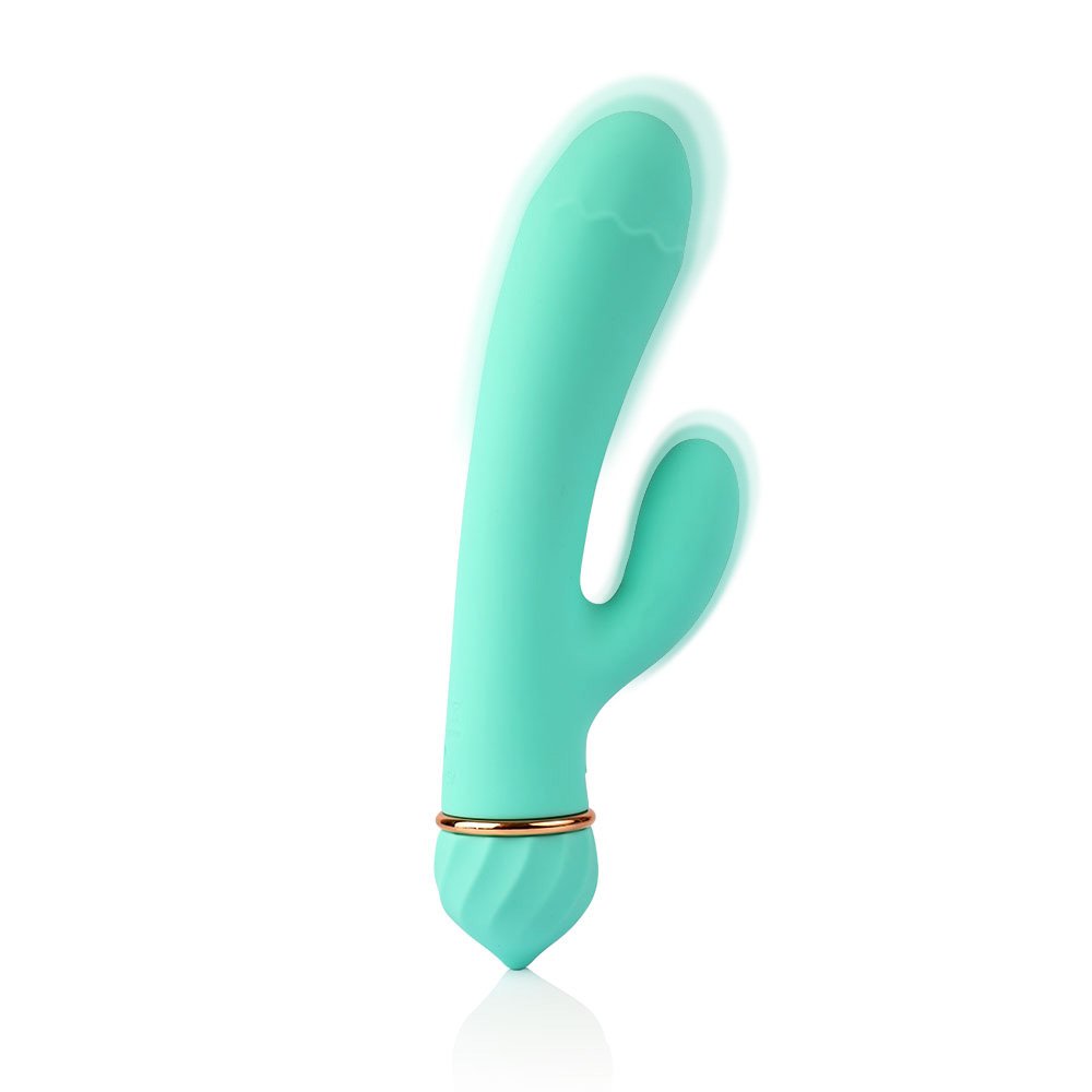 Vibrador Duplo em Silicone com 2 Motores, 13 Vibrações, Recarregável Ganesha Cyan | Foto 05 Vibrador Duplo em Silicone com 2 Motores, 13 Vibrações, Recarregável Ganesha Cyan | Foto 05