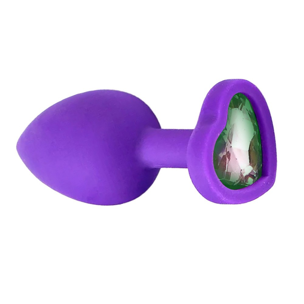 Plug Anal Joia em Silicone (Toque Aveludado) Tamanho P Base Cora��o Jonny Roxo | Foto 05