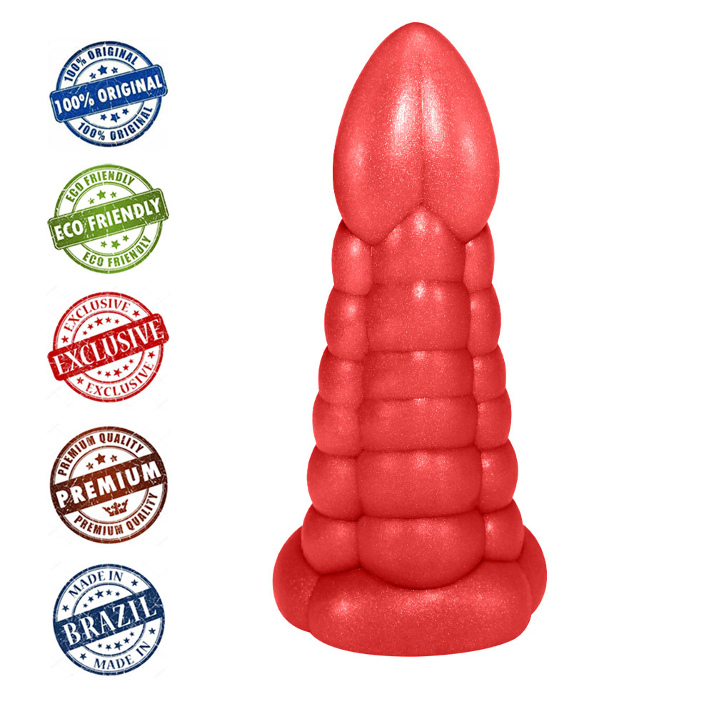 Pênis Feito em PVC Flexível com Escroto Snake 16 x 5cm Vermelho Cintilante | Foto 05