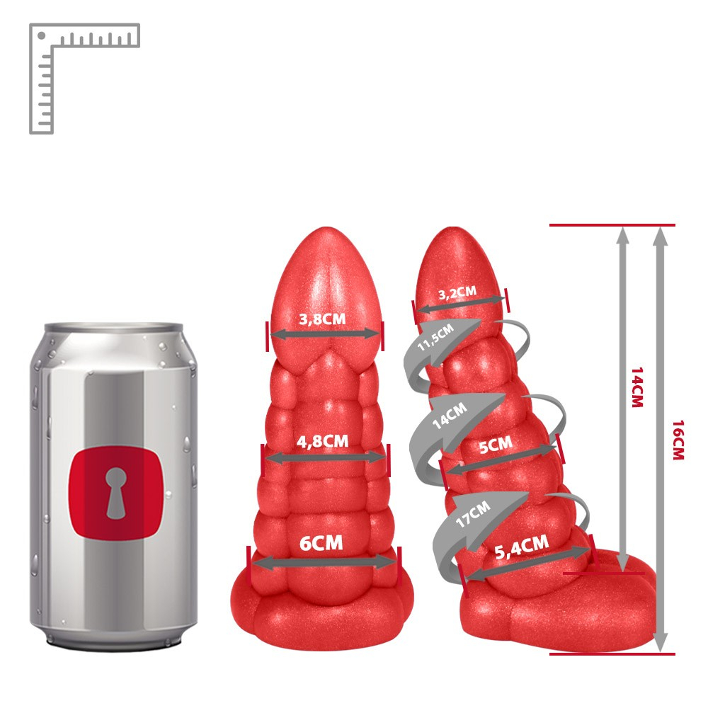 Pênis Feito em PVC Flexível com Escroto Snake 16 x 5cm Vermelho Cintilante | Foto 06