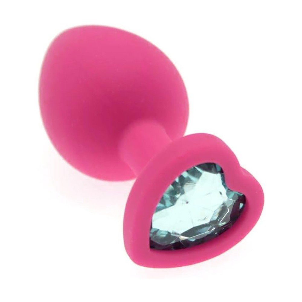 Plug Anal Joia em Silicone (Toque Aveludado) Tamanho M Base Cora��o Jonny Pink | Foto 03