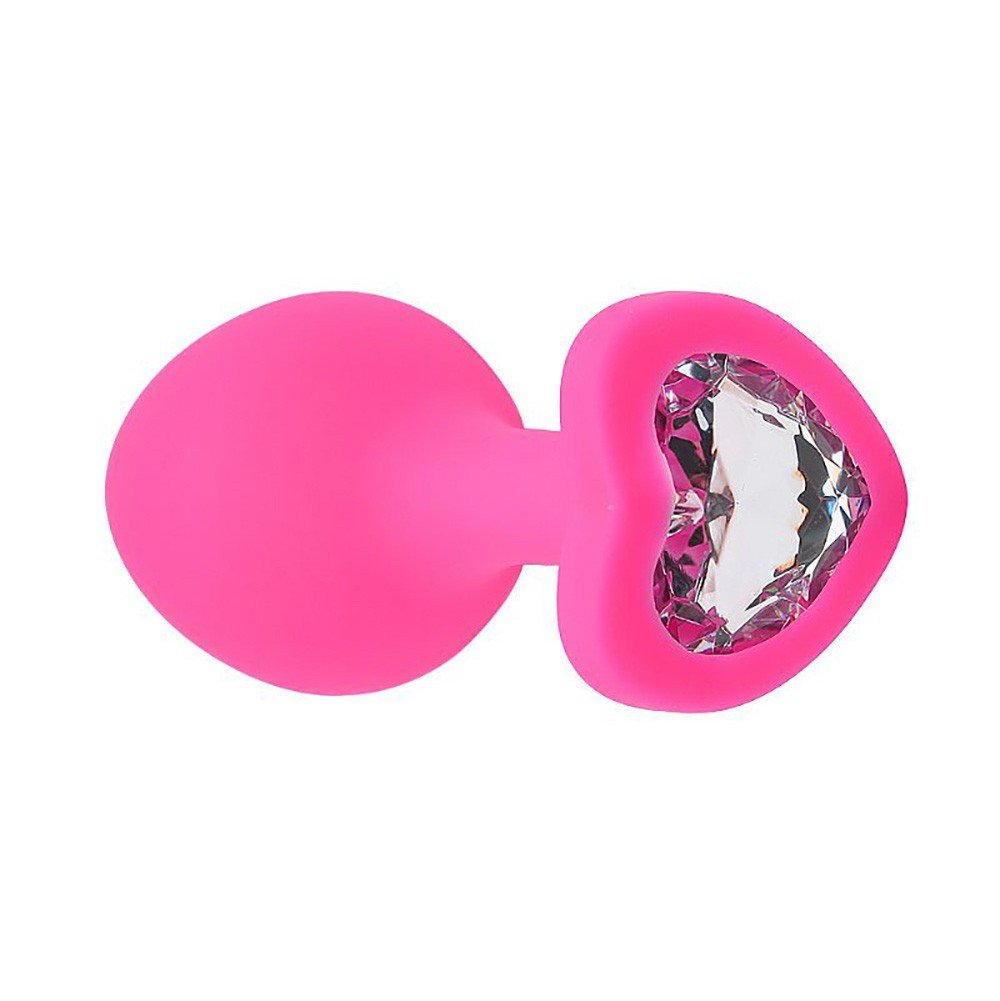 Plug Anal Joia em Silicone (Toque Aveludado) Tamanho M Base Cora��o Jonny Pink | Foto 05