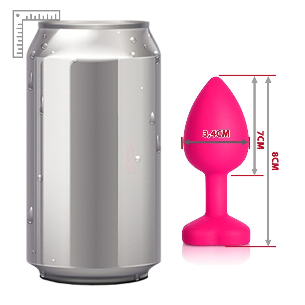 Plug Anal Joia em Silicone (Toque Aveludado) Tamanho M com a parte inser�vel em destaque, ideal para iniciantes