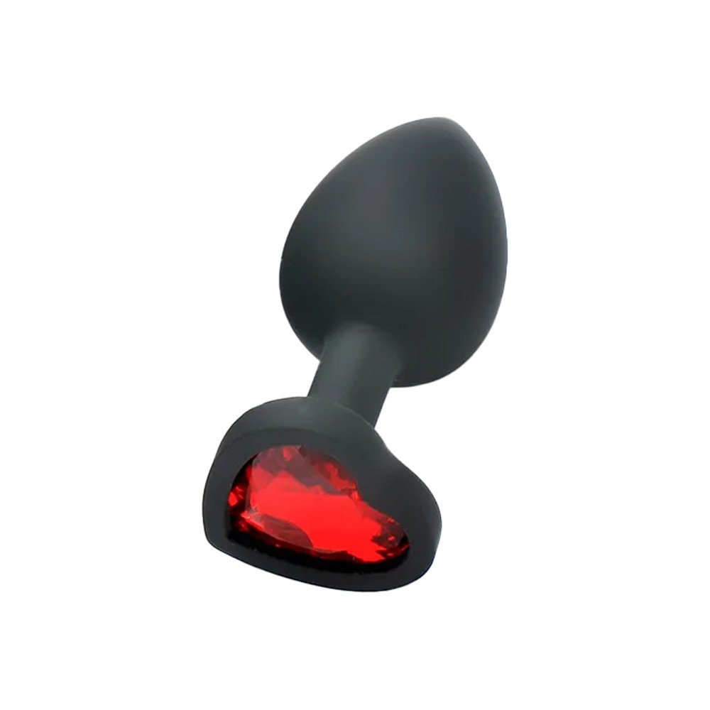 Plug Anal Joia em Silicone (Toque Aveludado) Tamanho M Base Cora��o Jonny Preto | Foto 05