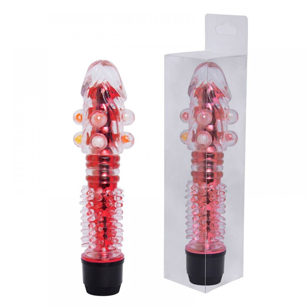 Vibrador Feminino com Capa Texturizada e P�rolas Vermelho | Foto 02