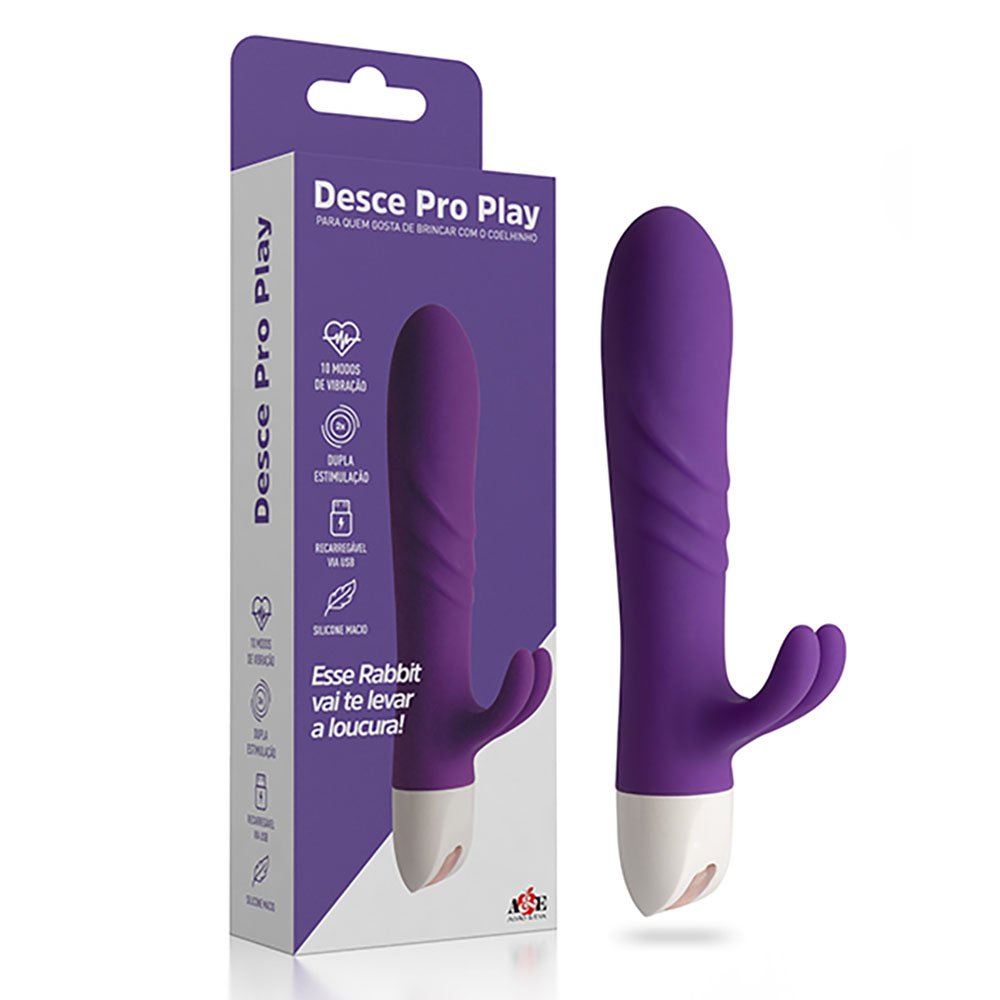Vibrador Duplo Recarregável em Silicone com 10 Vibrações Desce Pro Play Roxo | Foto 01