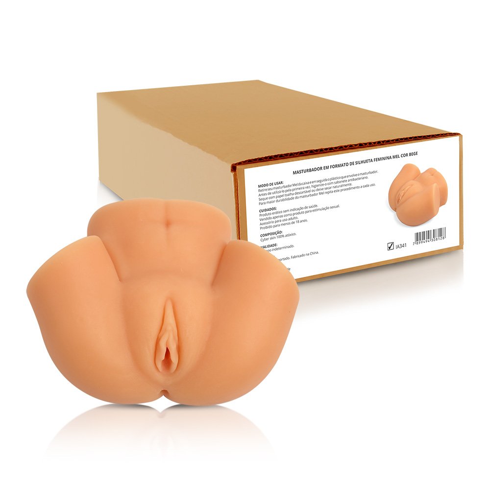 Masturbador Vagina e Ânus em Cyberskin com Formato de Silhueta Feminina Mel Bege | Foto 01