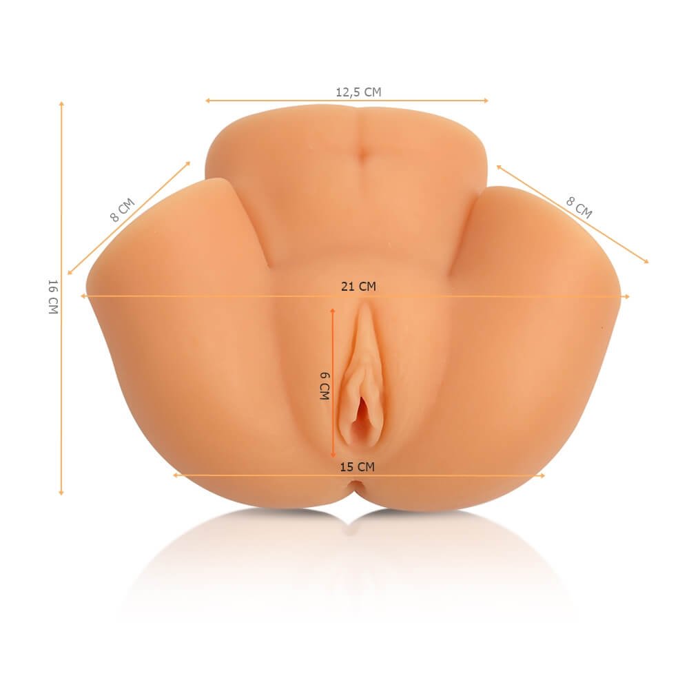 Masturbador Vagina e Ânus em Cyberskin com Formato de Silhueta Feminina Mel Bege | Foto 05