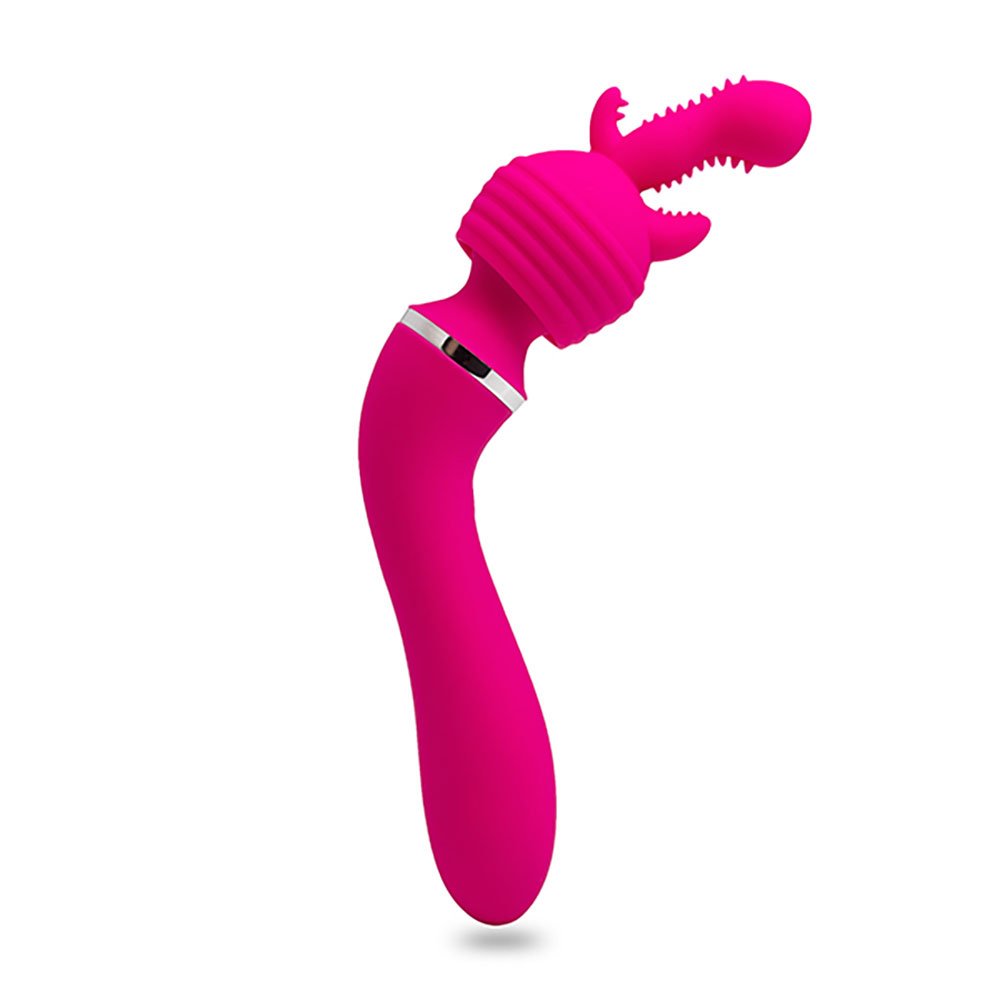 Massageador Er�tico Recarreg�vel em Silicone com 10 Vibra��es e 4 Ponteiras Pink com ponteira tipo garra