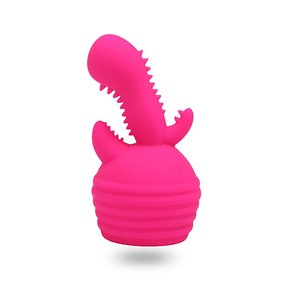 Massageador Er�tico Recarreg�vel em Silicone com 10 Vibra��es e 4 Ponteiras Pink com ponteira para massagem