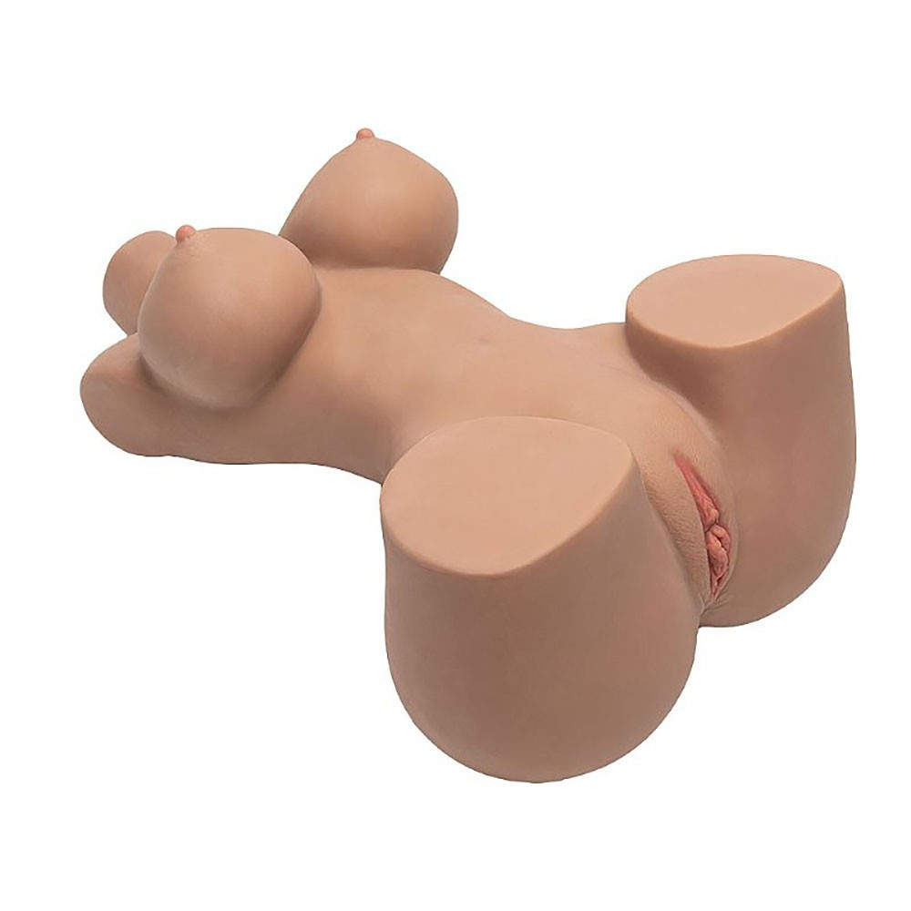 Masturbador Masculino com Formato de Meio Corpo com Ânus e Vagina em Cyberskin Bege | Foto 05